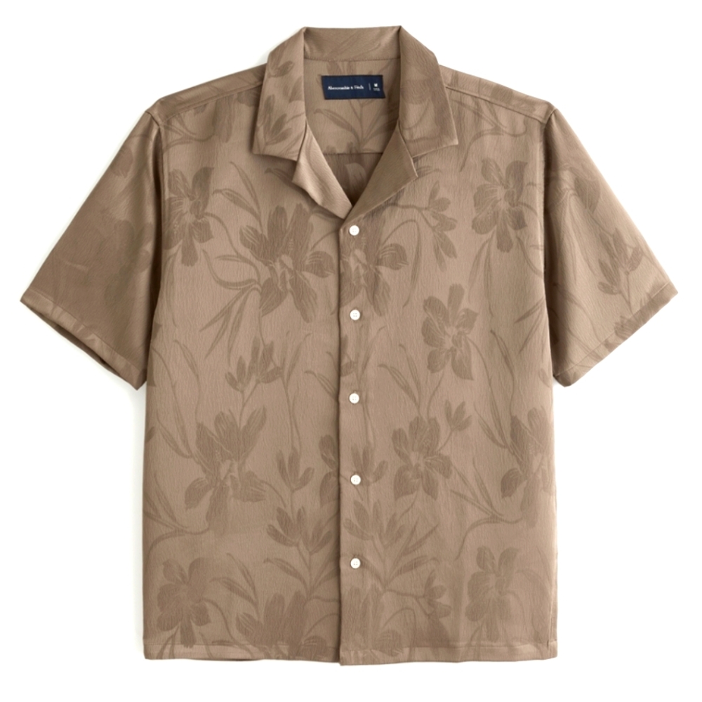 Camp Collar Silky Button-Up Shirt size S
